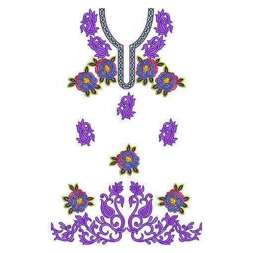 Buy Magnetic Blue Print Fabric Dress Embroidery Design