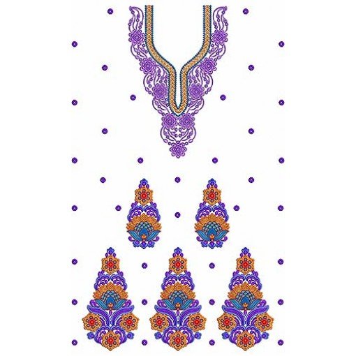 Embroidery Neck With Kali Applique Dress Design