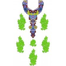 African Bazin Dress Embroidery Design