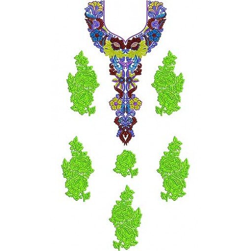 African Bazin Dress Embroidery Design