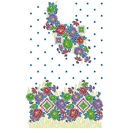 Crewel Embroidery Flowers Dress Design