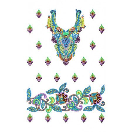 Peacock Feather Dress Embroidery Design