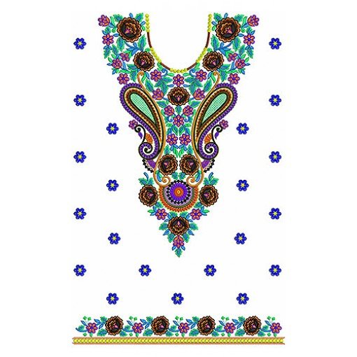 Fashion Cotton Dress Embroidery Design 25234