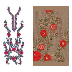 Blade Cutting Floral Dress Embroidery Design 30323