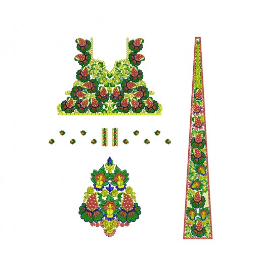Full Set Embroidery Dress Design For Girls