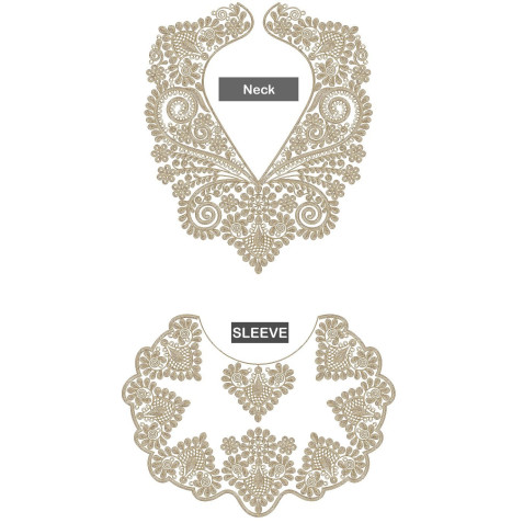 Macedonian Sleeve And Neck Cording Embroidery Design