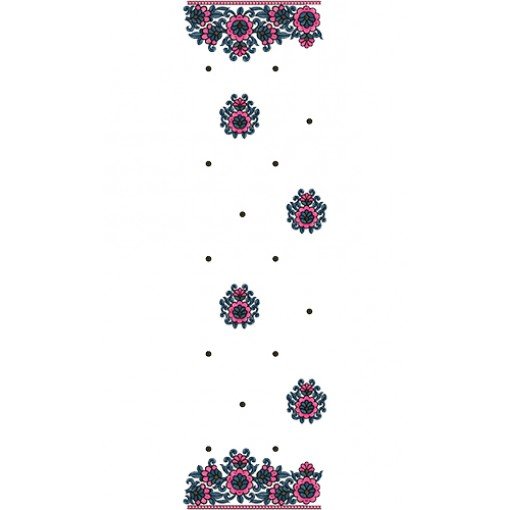 Beautiful Flora Border Embroidery Design 12457