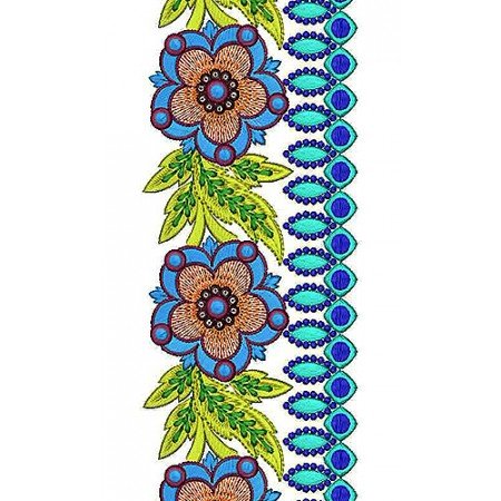 Beautiful Flower Embroidery Lace Border Design