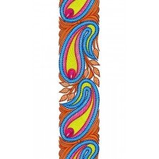 Silver Fabric Paisley Embroidery Design