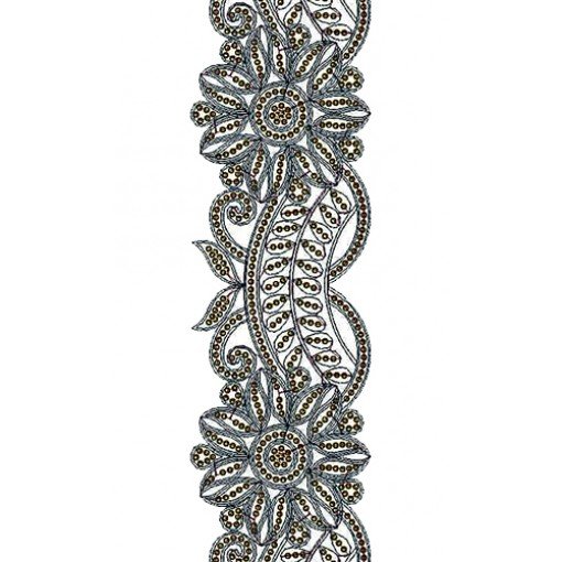 Lace Brocade Sequins Embroidery Design 14359