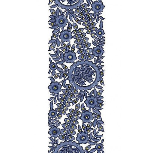 Bridal Floral Small Leaf Sequins Pattern Lace Border Brocade
