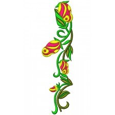 Jacobean Flower Border Embroidery Design