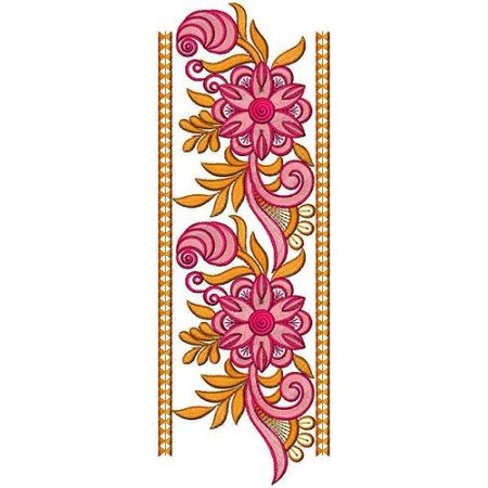 Floral Seamless Border Embroidery Design