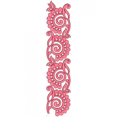 Wide Pink Flower Lace Embroidery Design 19843