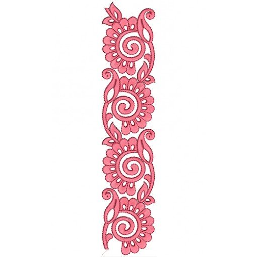 Wide Pink Flower Lace Embroidery Design 19843