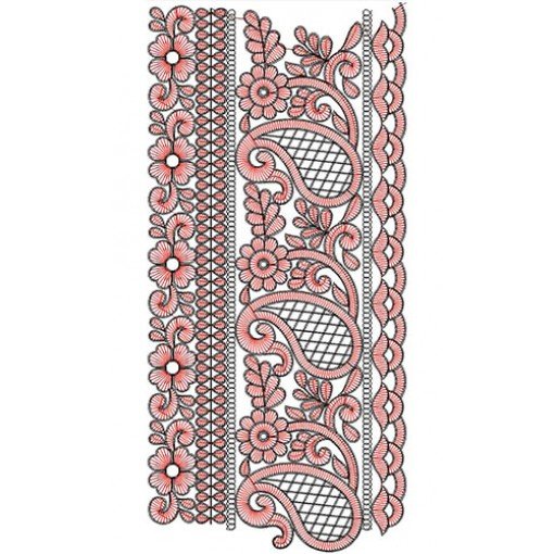 Cotton Thread & Cording Mix Lace Embroidery Design 21173