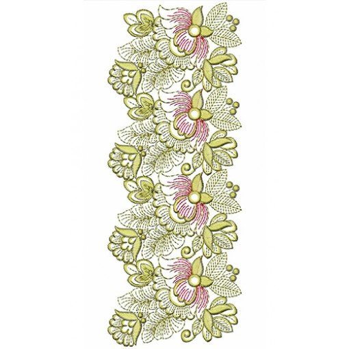 Gold Vintage Floral Lace Embroidery Design 21570