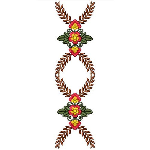 Download Autumn Leaves Wreath Border Embroidery Design 21603