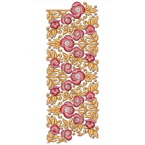 Horizontal Mexican Pattern With Roses Lace Embroidery 21852