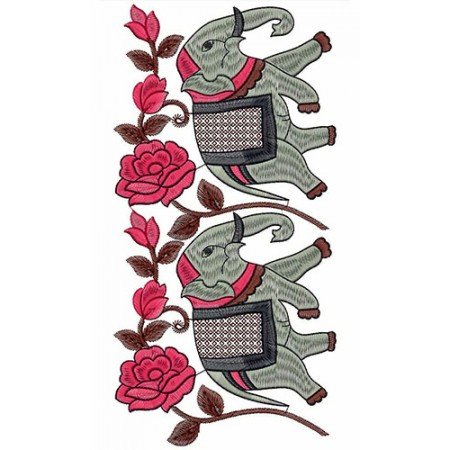 Elephant With Flower Base Embroidery Design 21941