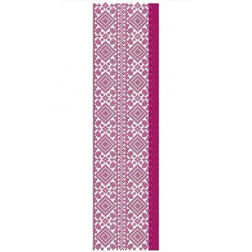 Pink Checks Lace Border With Wavy Line Design 23540