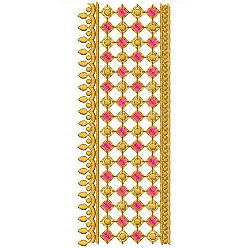 Squares Shape Lace Border Embroidery Design 23695