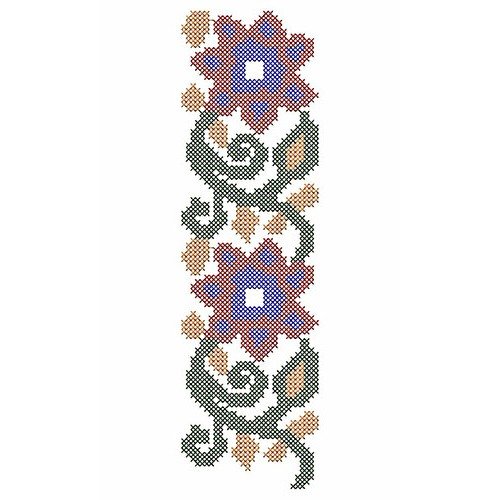 Big Flower Cross Stitch Lace Border Design 23805
