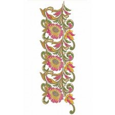 Crewel Flower Lace Border Embroidery Design 23875