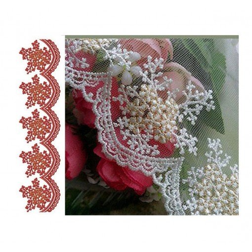 Red Ixora Flower Bunch Lace Border Design 24218 Red Ixora Flower Bunch Lace Border Design 24218
