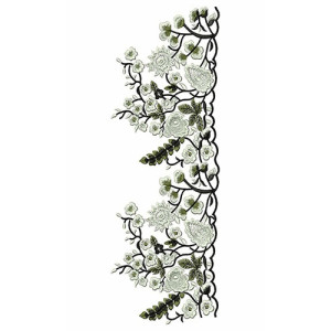White Flowers Vines Design In Lace Embroidery 24236