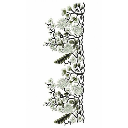 White Flowers Vines Design In Lace Embroidery 24236