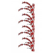 Red Flower Vine Lace Border Embroidery Design 24259