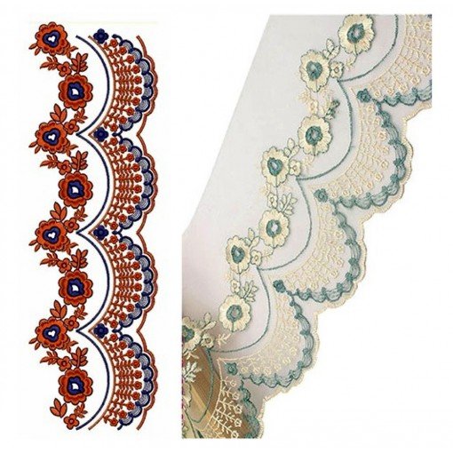 Vector Lace Border Design In Embroidery 24280