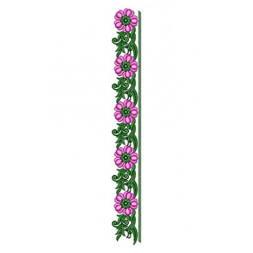 Pink Flora Lace Border Embroidery Design 24363