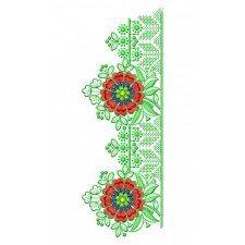 Red Big Flower Lace Border Embroidery Design 24368