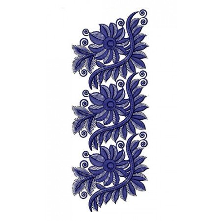 Blue Flora Lace Border In Embroidery 24373