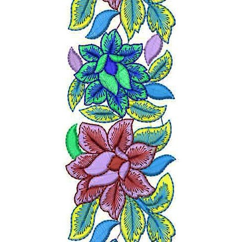 Vibrant Color Lace Border Embroidery Design