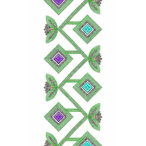 Geometrical Sequins Lace Border Belt Embroidery Design