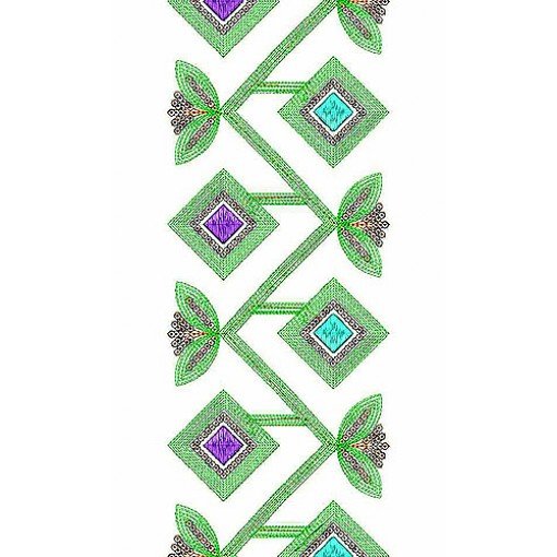 Geometrical Sequins Lace Border Belt Embroidery Design