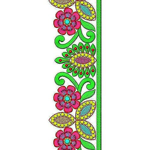 Colorful Designer Brocade Stripe Lace Embroidery Design