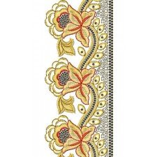 China Rose Floral Lace Border Brocade Design