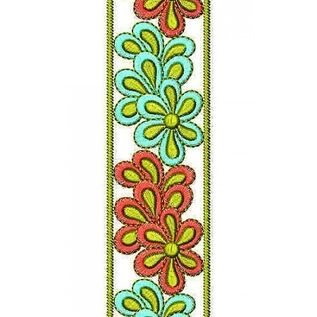 Vibrant Look Lace Border Brocade Embroidery Design