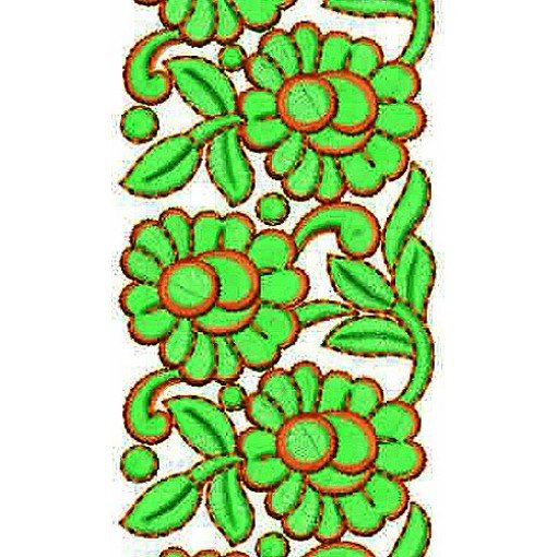 Bold Satin Mirror Stitch Lace Border Embroidery Design