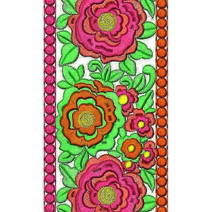Indian Saree Wide Lace Border Brocade Embroidery Design
