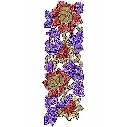 Blade Cut Flora Bold Satin Lace Border Brocade Embroidery Design