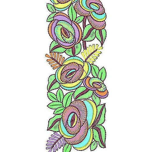 Farasha Rose Flora Border Lace Brocade Embroidery Design
