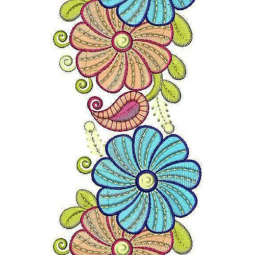 Too Vibrant ColorFull Lace Border Embroidery Design