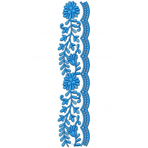 Blue Thread Scarf Lace Embroidery Design 25334