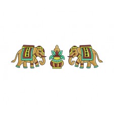 Elephants Kalash Embroidery For Traditional Bag