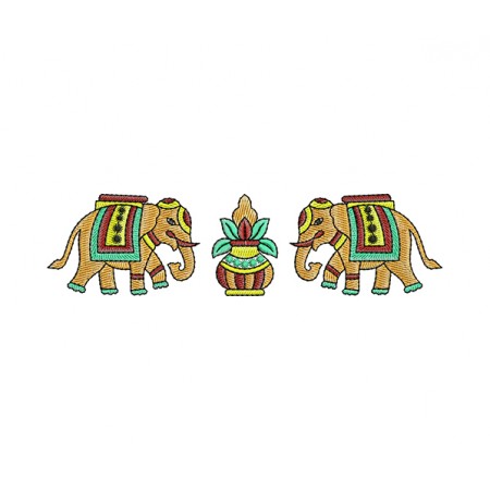 Elephants Kalash Embroidery For Traditional Bag